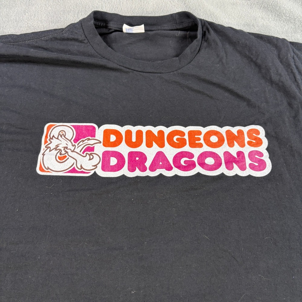 Port & Company Dungeons & Dragons Dunkin Parody T-Shirt Mens Large Black Cotton